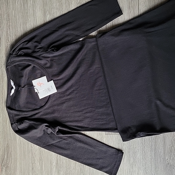 NWT The Nines by HATCH Black 3/4 Sleeve Ribbed Jersey Maternity Midi Dress Small - Picture 2 of 10